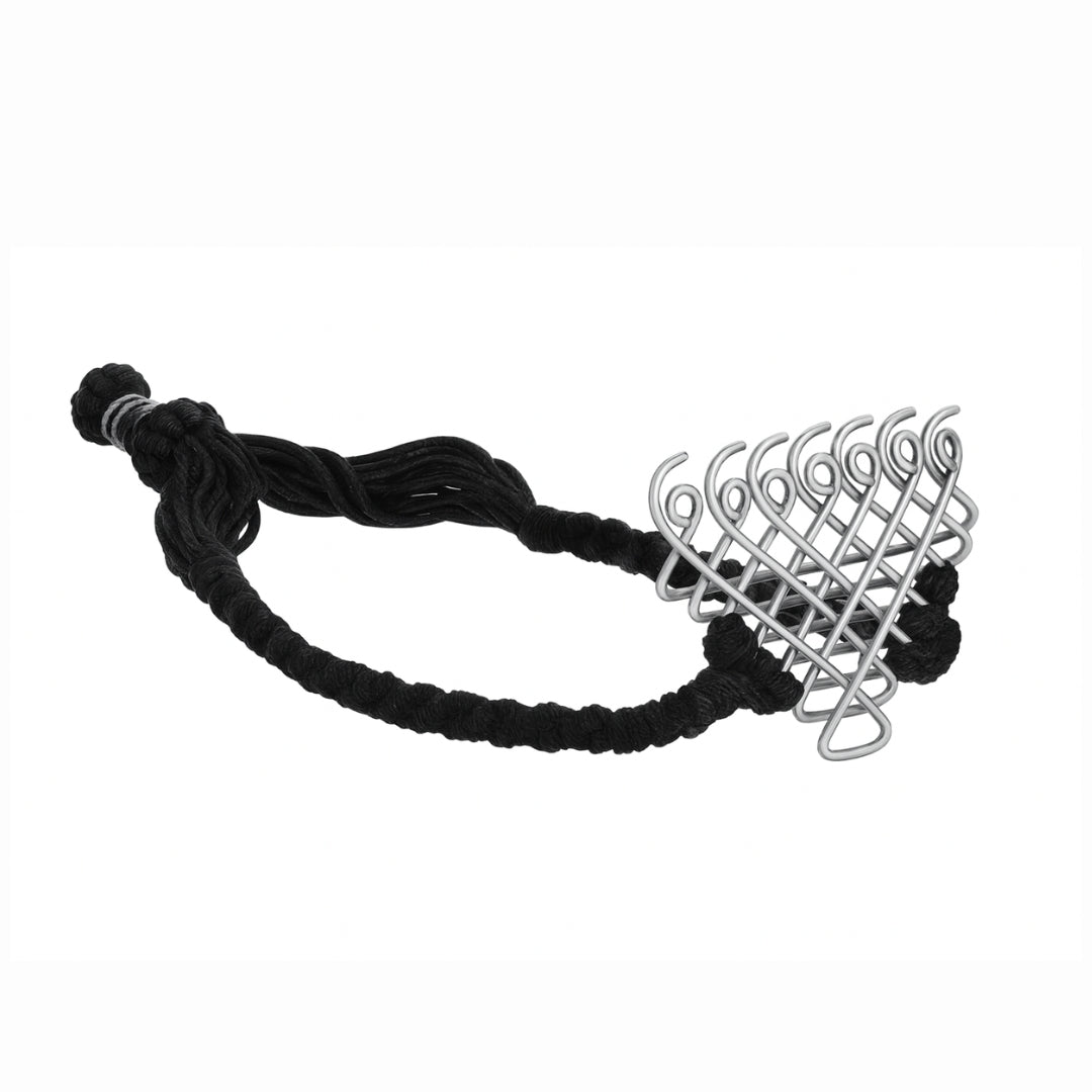 Silver Saraswati Bracelet for Men / Women with Black Thread ( Motif size : Big )