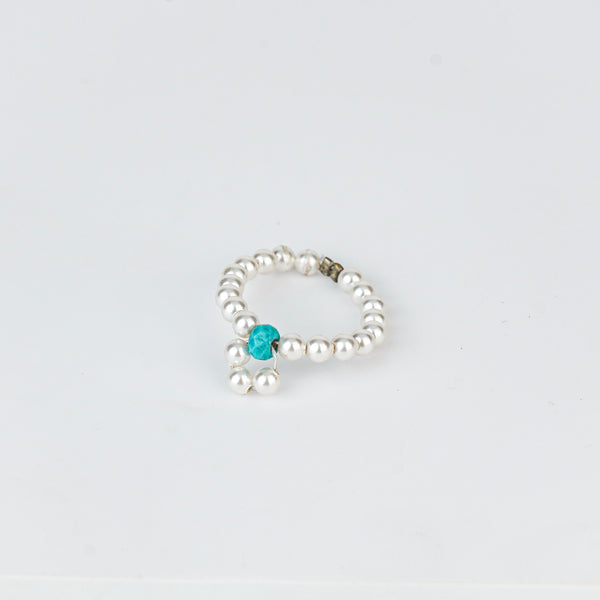 Turquoise and Pearl Beaded Ring