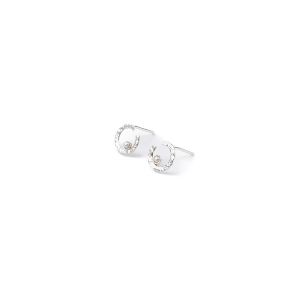 Sliver Semi-Circle and Pearl Earrings