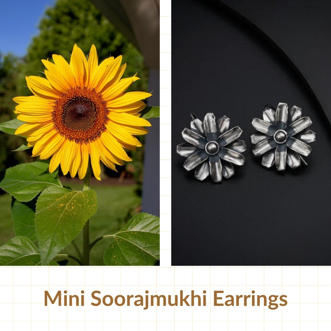 Mini Silver Soorajmukhi (Flower Motif) Earrings