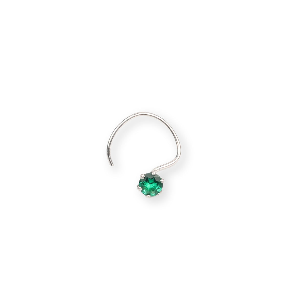 Green CZ Nose Pin - Medium (Pierced)