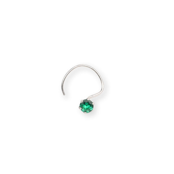 Green CZ Nose Pin - Medium (Pierced)
