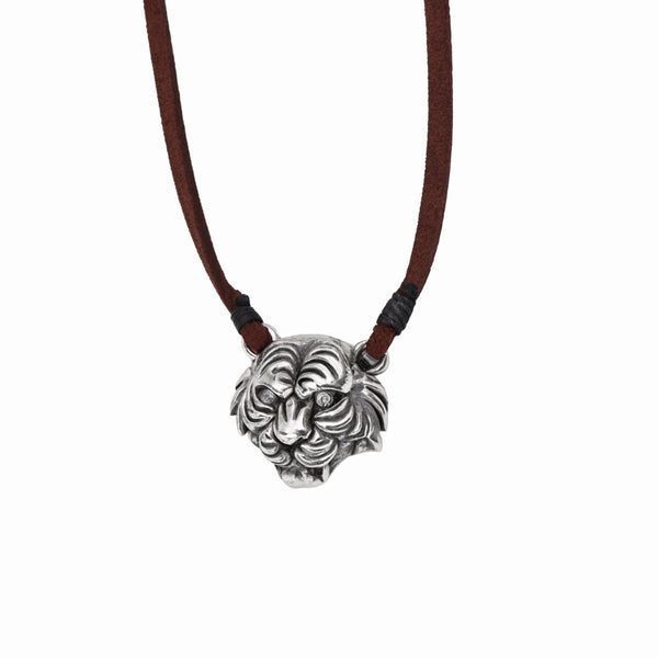 Silver Tiger pendant with Suede cord (Unisex)