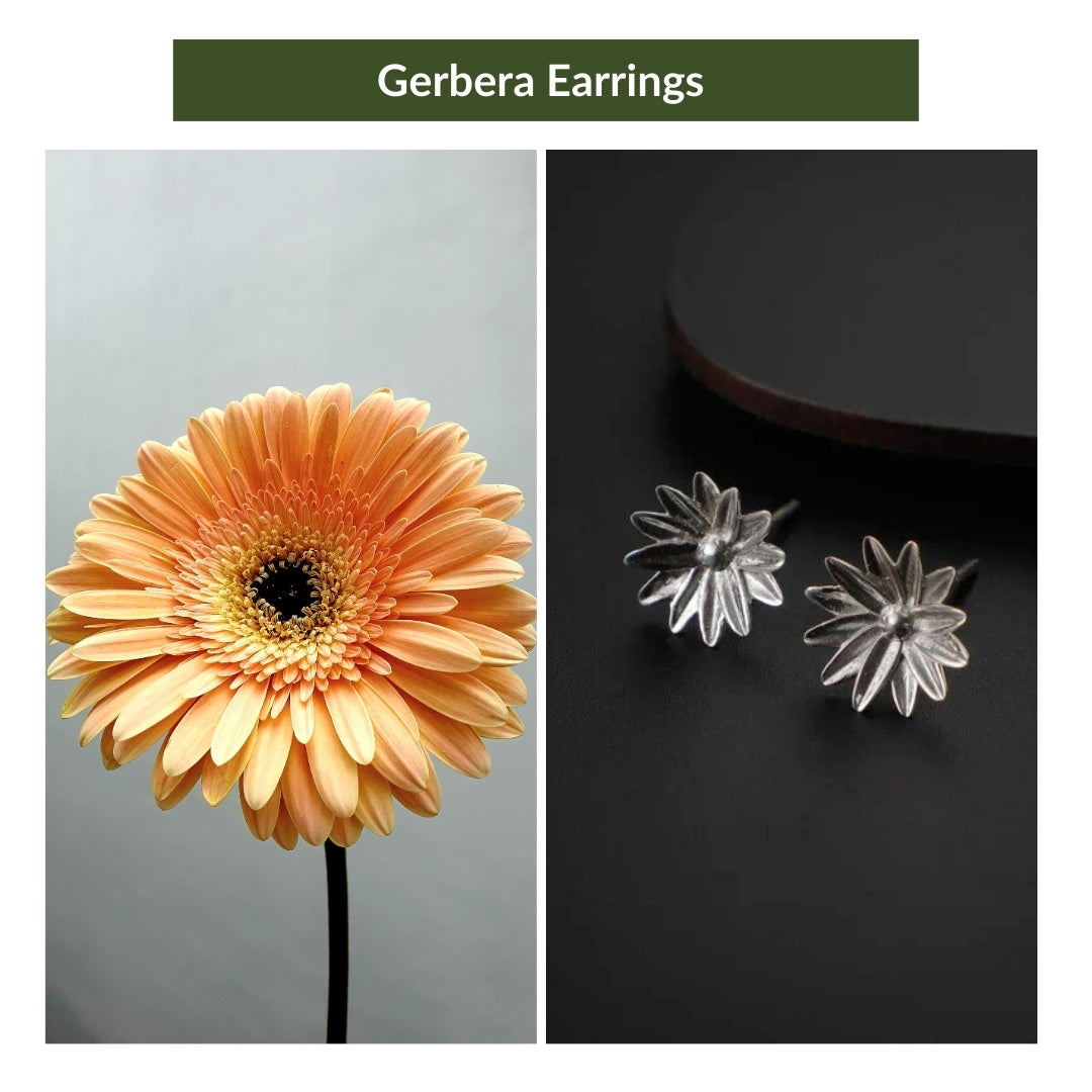 Silver Gerbera Flower Earring