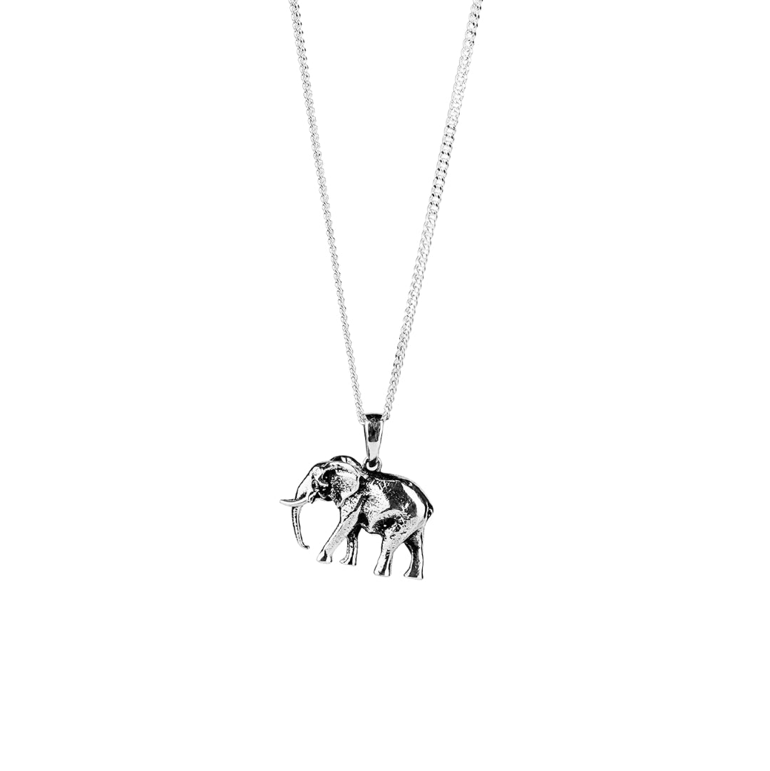 Tusker Elephant Silver Necklace - Symbol of Strength & Fortune