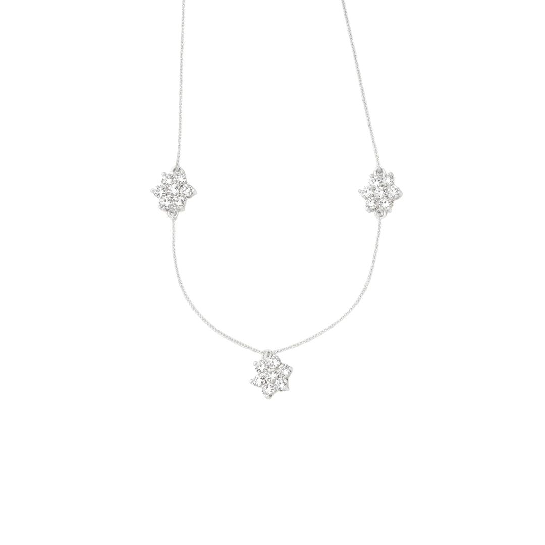 Silver CZ Flower Multi Motif Necklace – Big