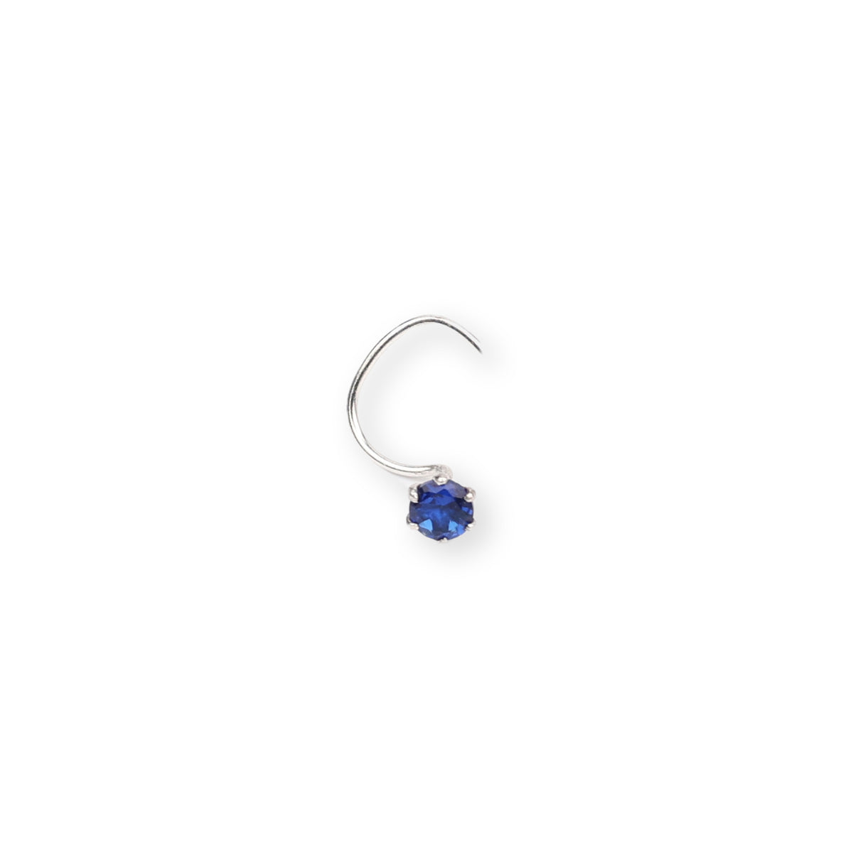 Blue CZ Nose Pin - Medium (Pierced)