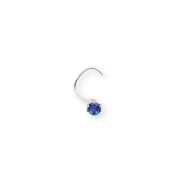 Blue CZ Nose Pin - Medium (Pierced)