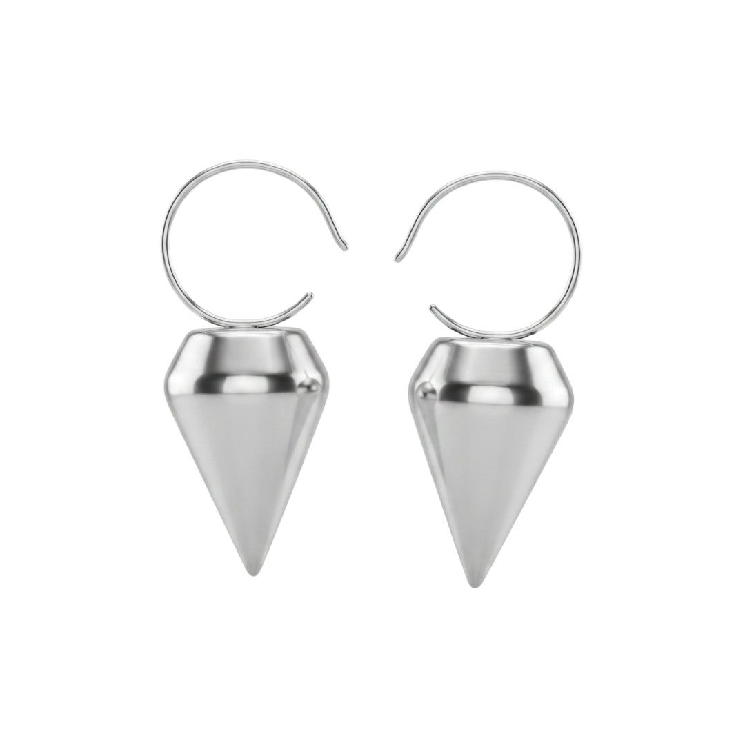 Silver Cone Dangle Earrings