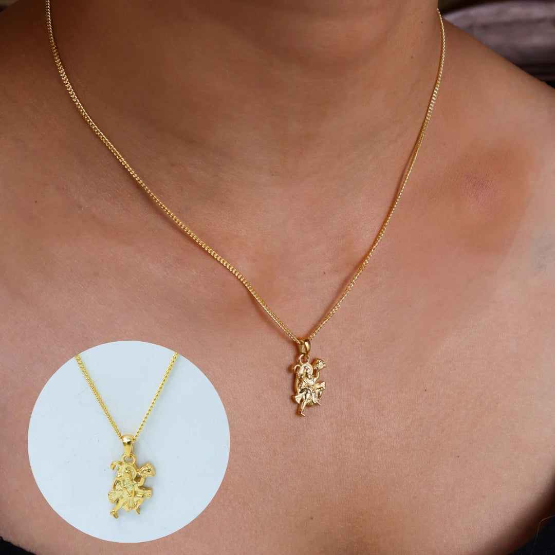 Silver Maruti Pendant Necklace | 22K Gold Plated | 92.5 Silver