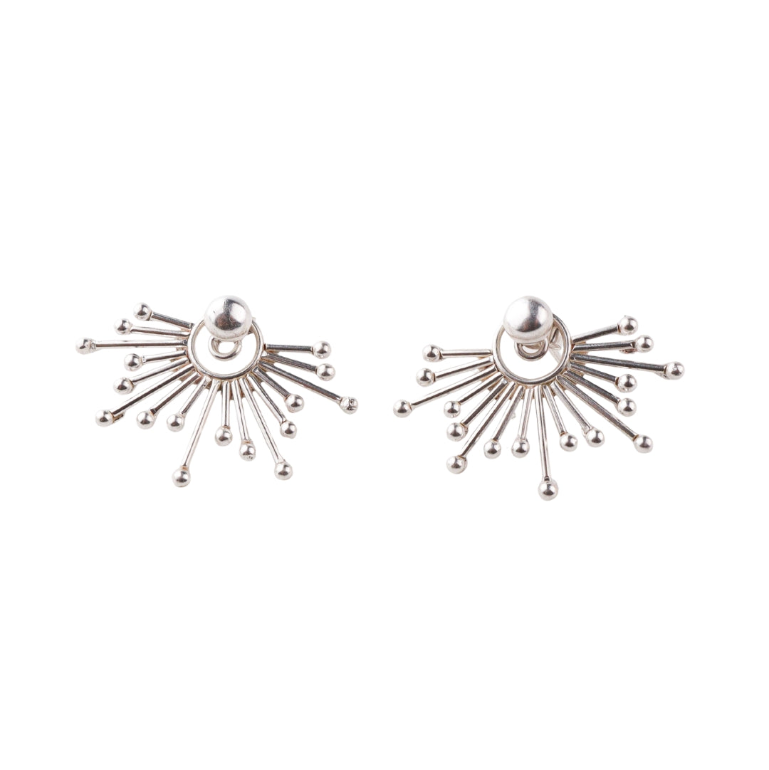 Silver sparkle jacket earrings in 92.5 sterling silver