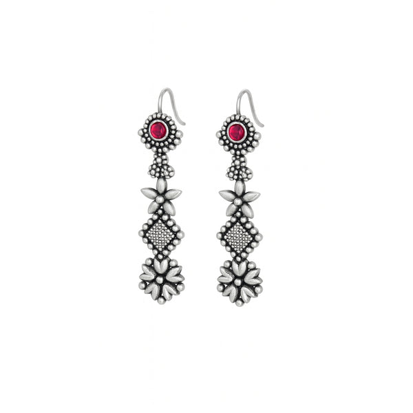 Multicharm Dangling Earring front view in 92.5 sterling silver