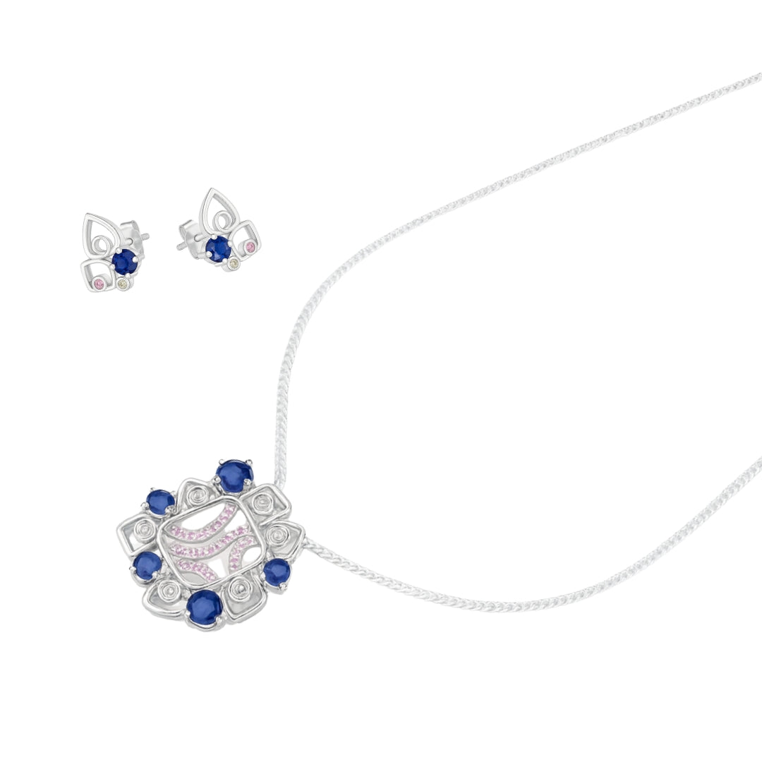 Silver Vivid Bloom Set (with chain)