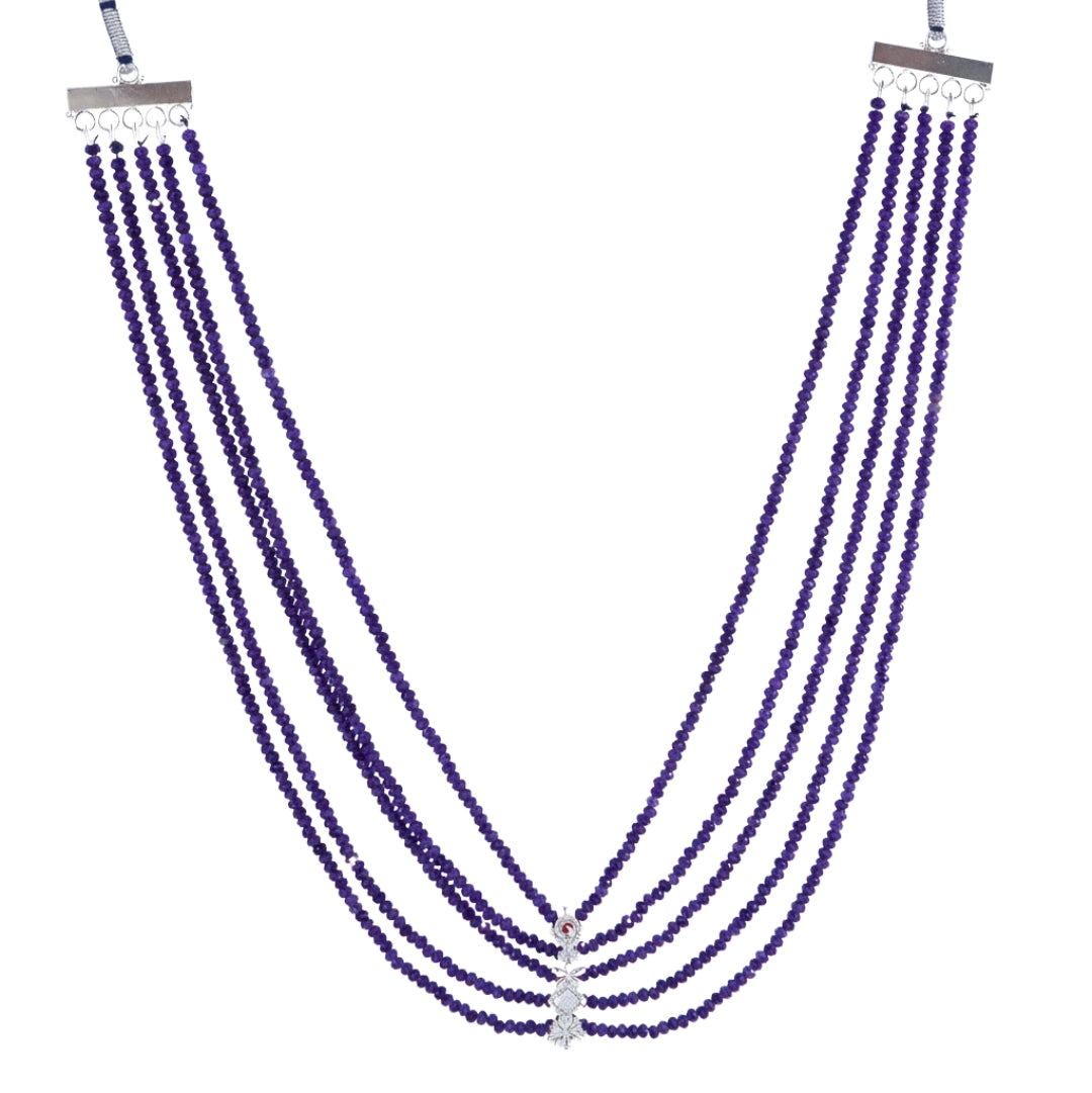 Silver Multicharm Amethyst Necklace