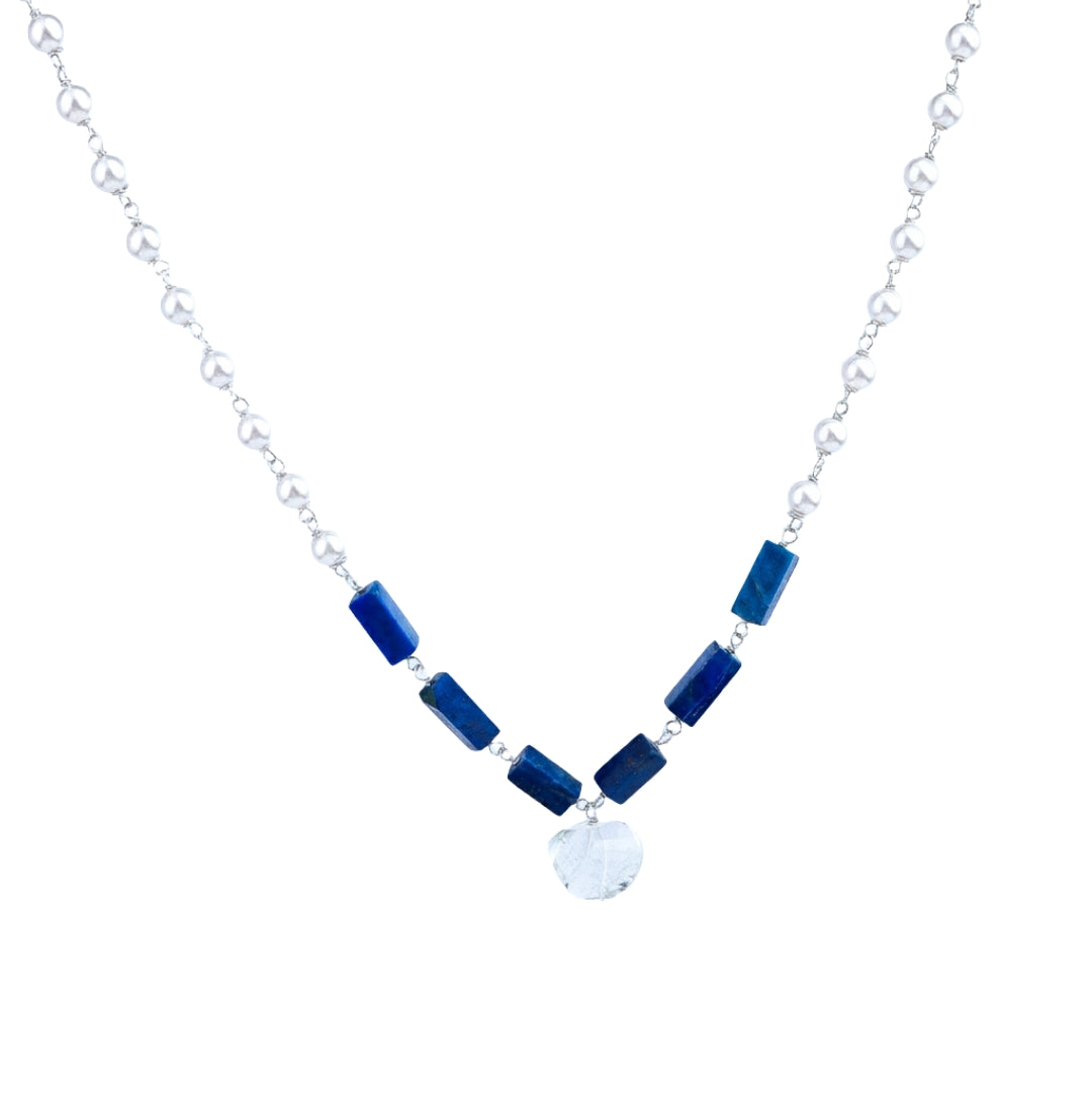 Pearl Ganthan Necklace with Semiprecious Stones