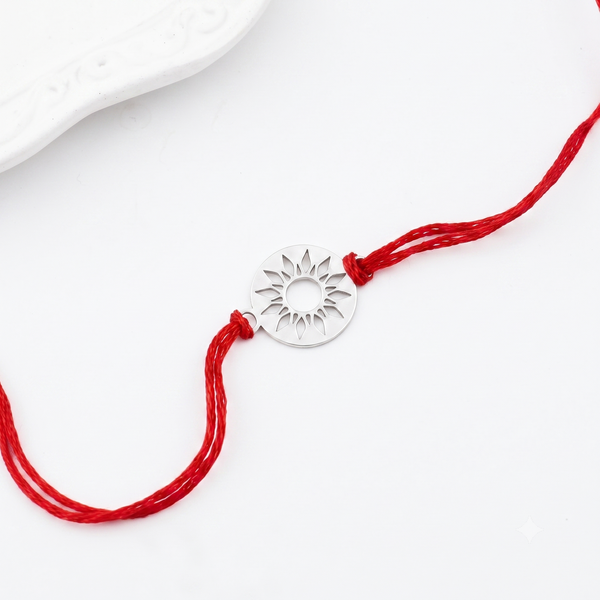 Silver Laser Cut Sun Rakhi