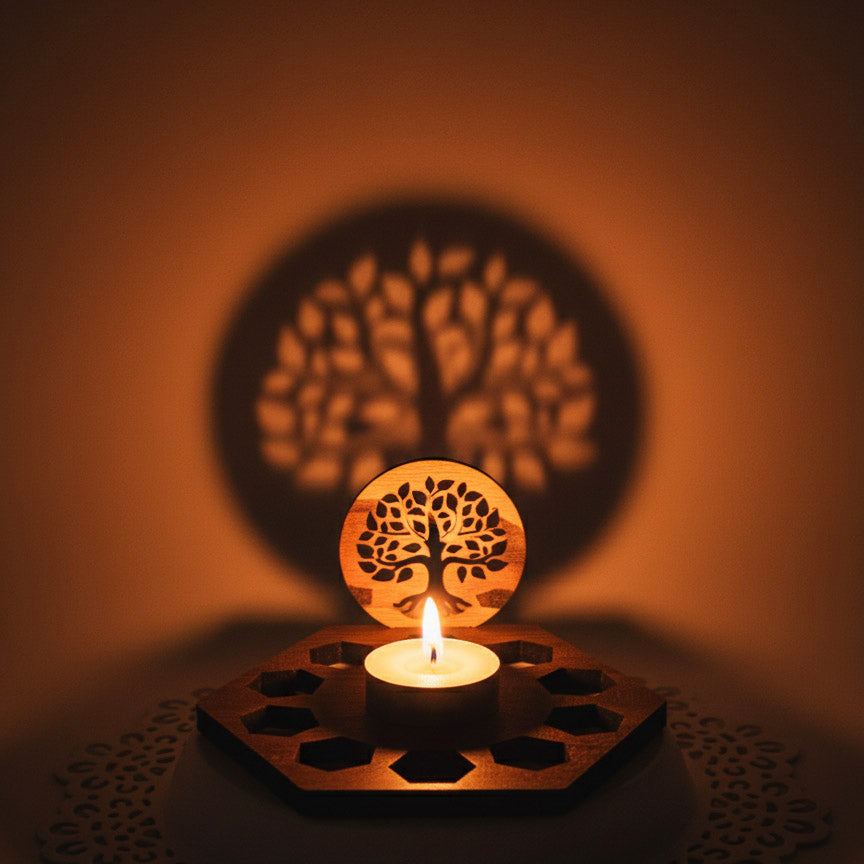 Silver Tree of Life Diya