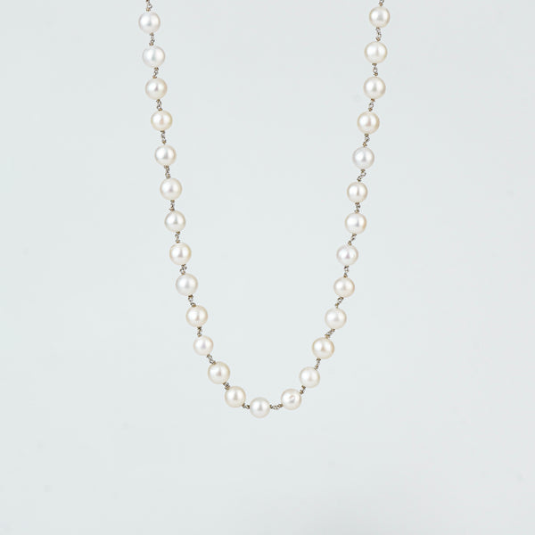 Silver Necklace with Pearls