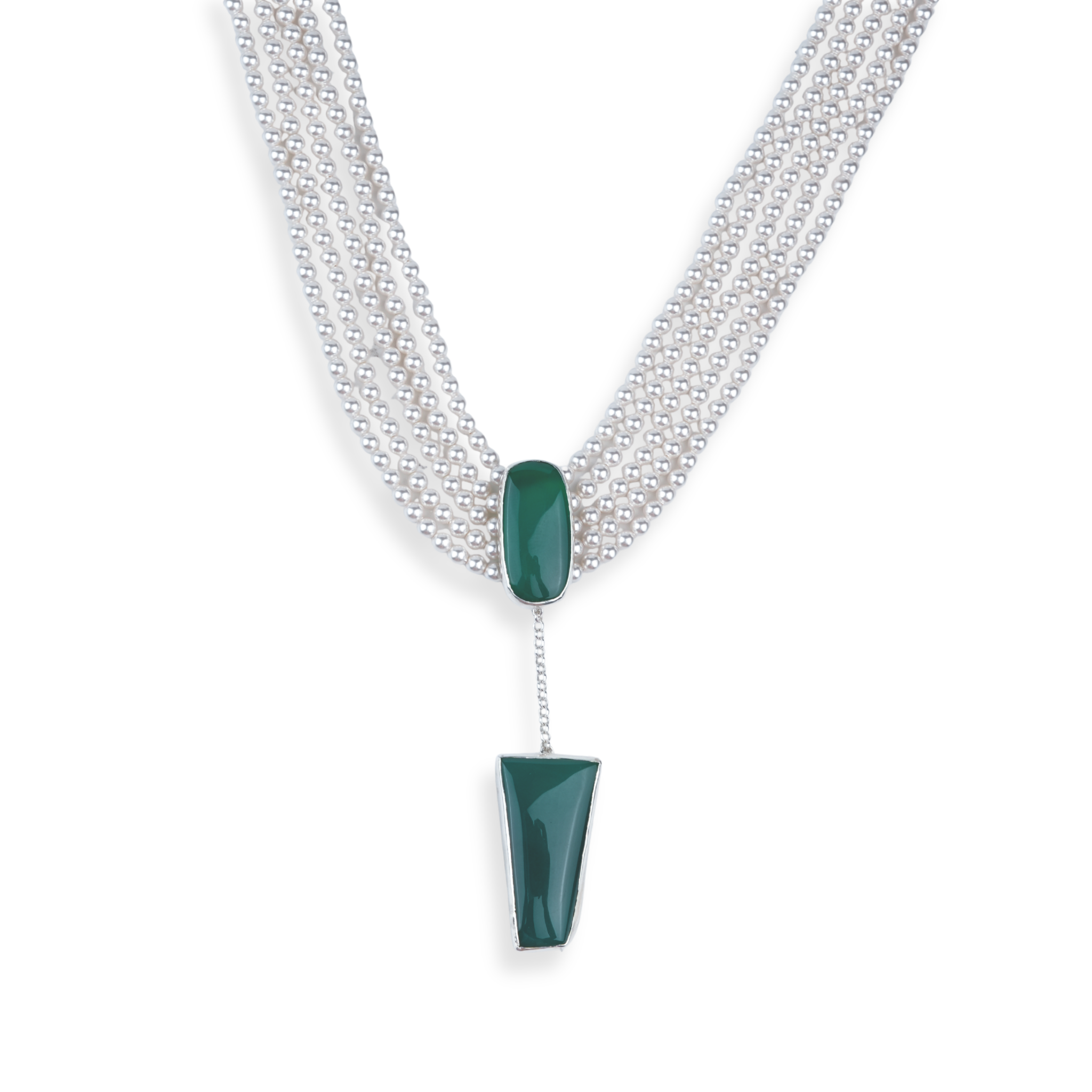 Luxe Necklace – Green Onyx & Pearls