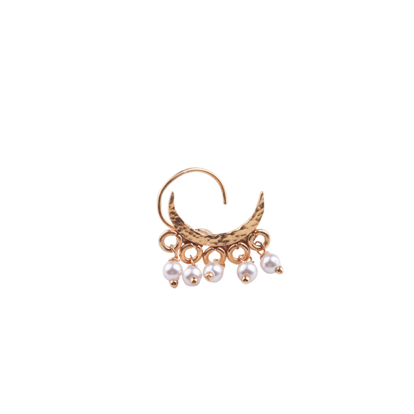 Hammered Chandrakor Pierced Nose Pin | 22K Gold-Plated (Large)