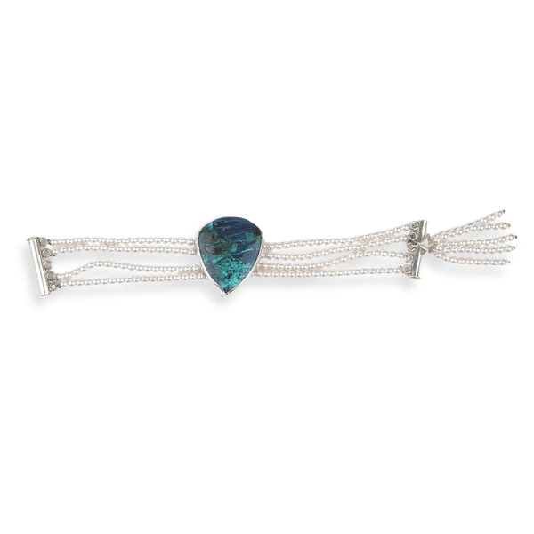 Luxe Bracelet – Chrysocolla & Pearls