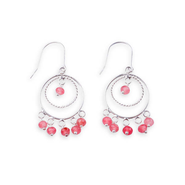 Pink Sapphire Chandbali | 92.5 silver earrings | size : small
