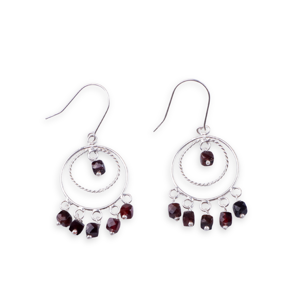 Garnet Chandbali | 92.5 silver earrings | size : small