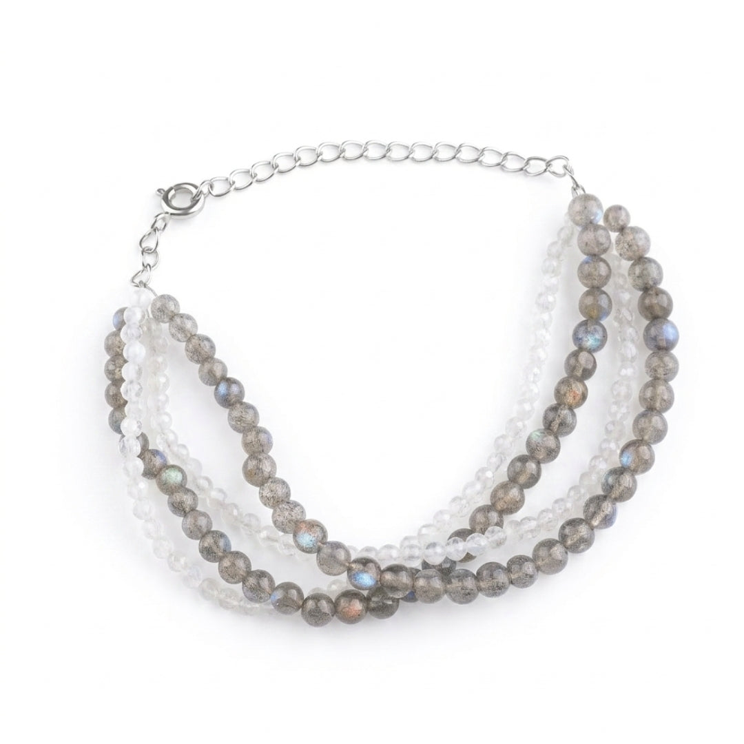 Labradorite & Moonstone Silver Bracelet (Project Handmade)