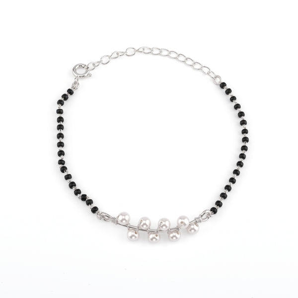 Pearl Wrapped Silver Mangalsutra Bracelet (Project Handmade)