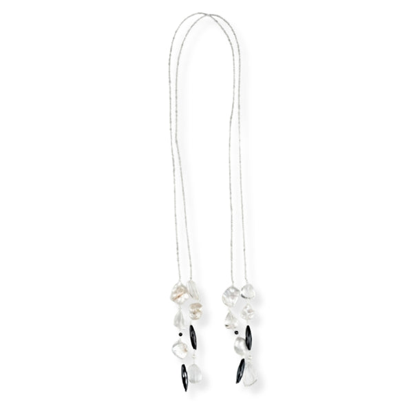 Tie & Wear Necklace with Labradorite, Black Spinel, Crystal & Baroque Pearls
