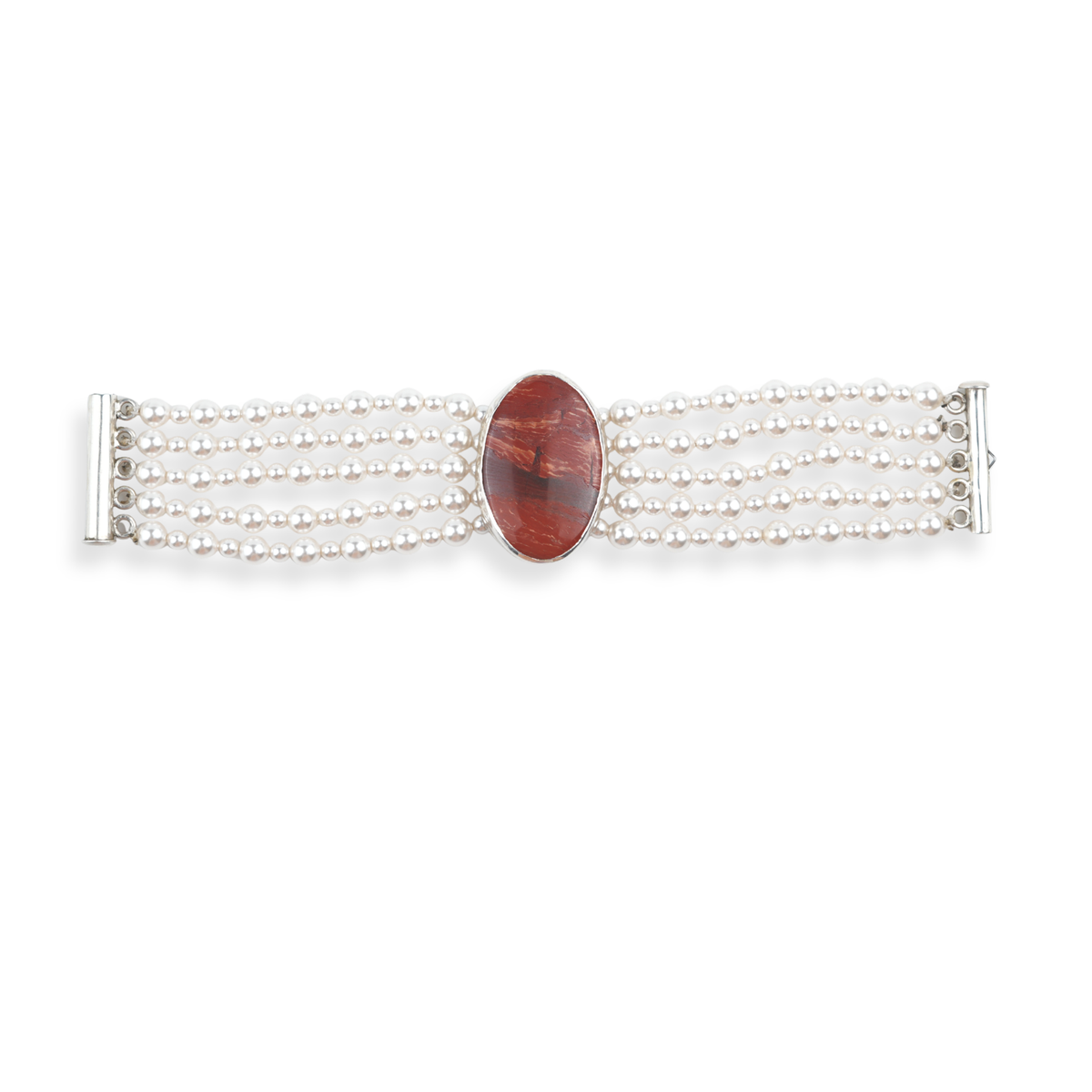 Luxe Bracelet – Red Jasper & Pearls