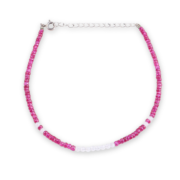 Rubies & Moonstone Anklet | 92,5 Sterling Silver