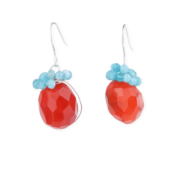 Carnelian & Agate Silver Earrings (Project Handmade)