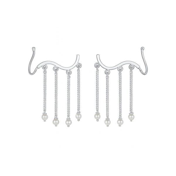 Silver Wave Earcuff danglers