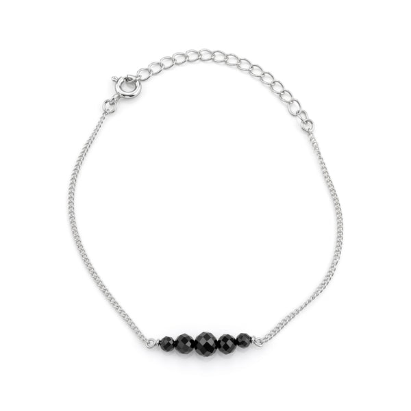 Black Spinel Silver Chain Mangalsutra Bracelet (Project Handmade)