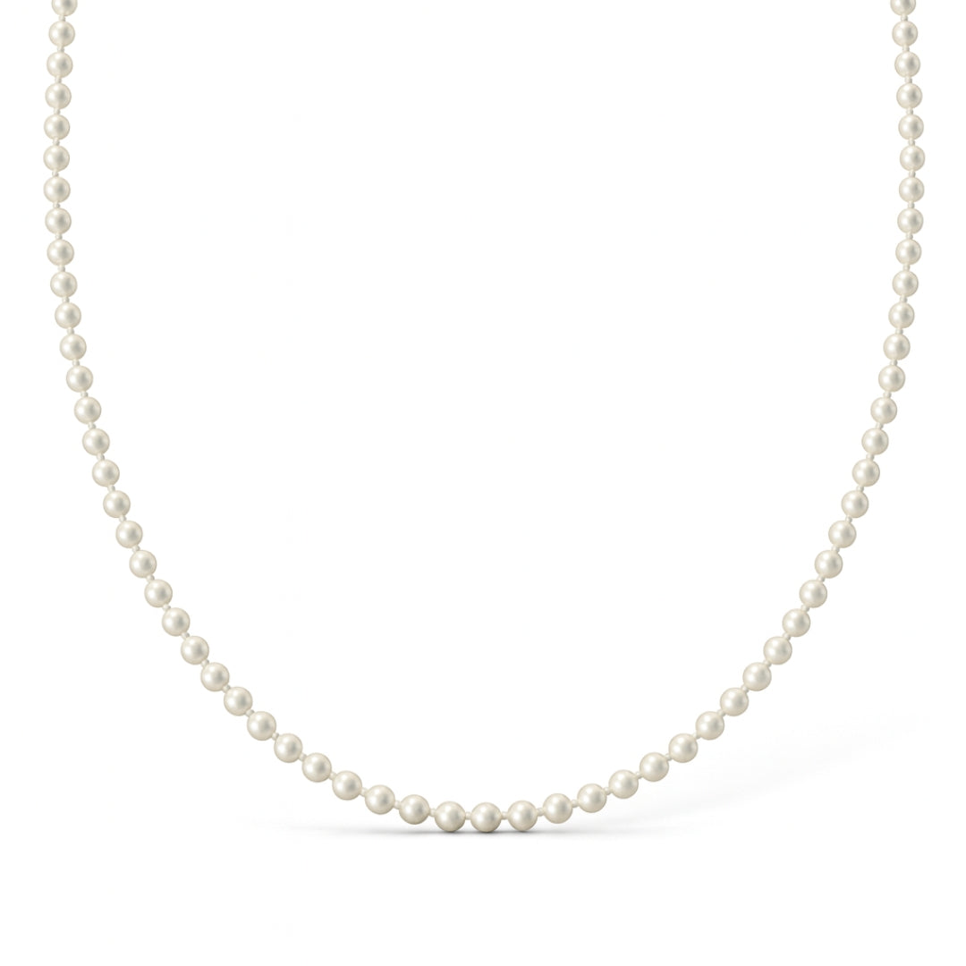 Pearl Beaded Necklace (Cream Pearls: 4 mm)