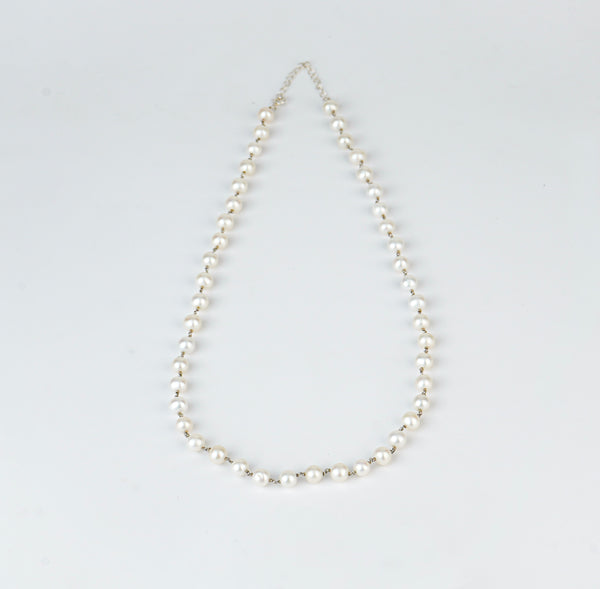 Silver Necklace with Pearls