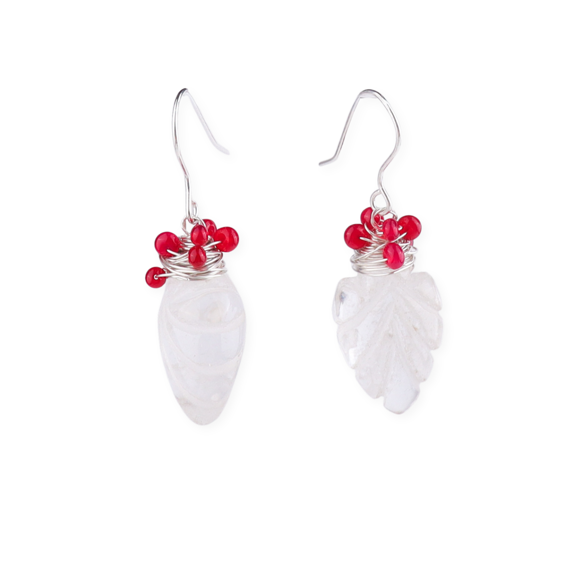 Crystal & Ruby Silver Earrings (Project Handmade)