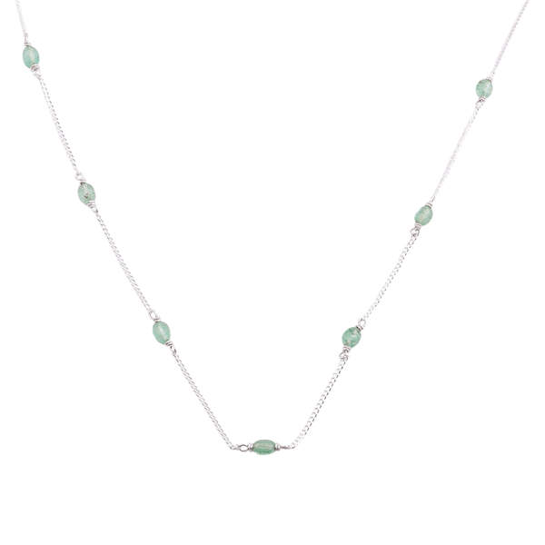 Silver Russian Quartz Chain necklace with green beads