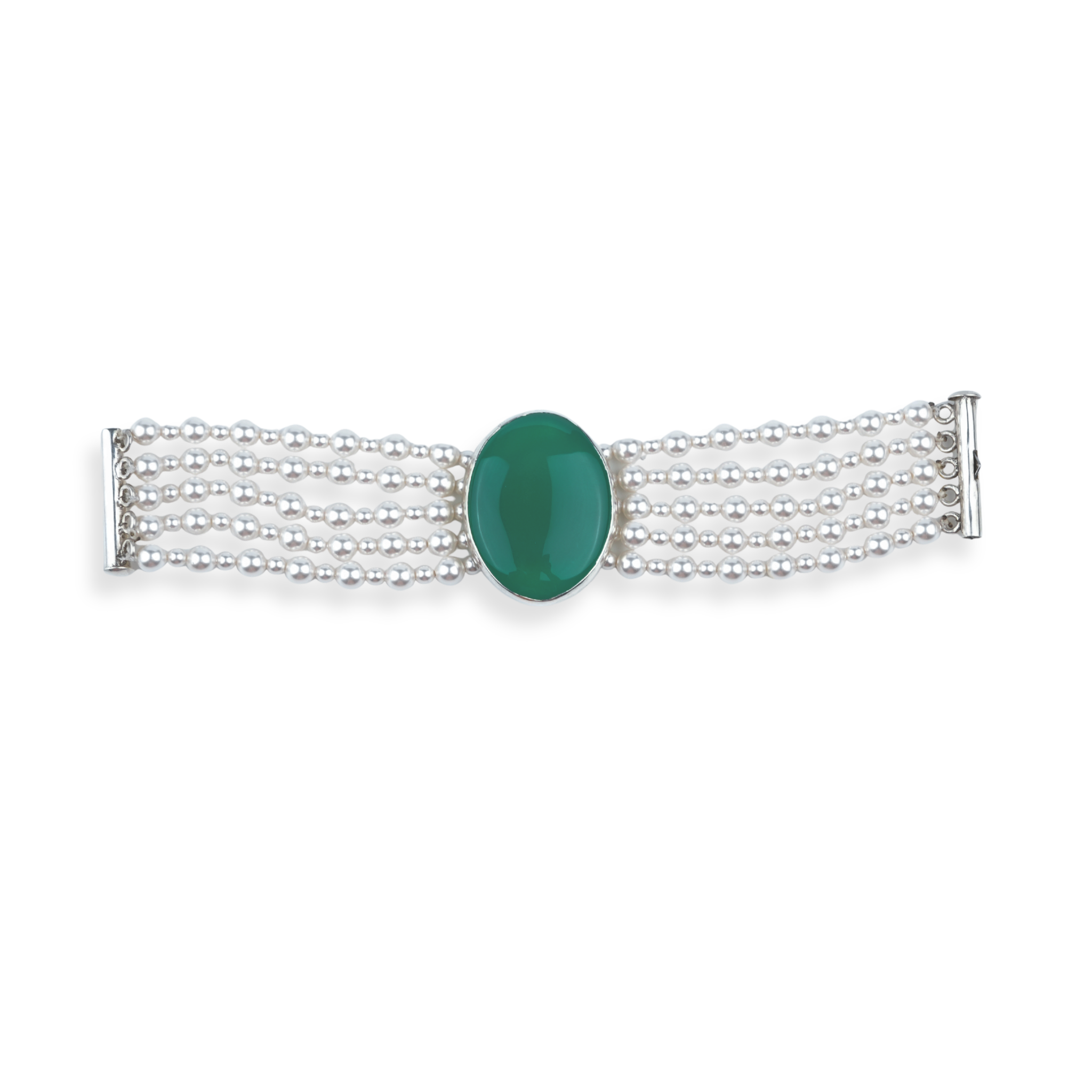 Luxe Bracelet – Green Onyx & Pearls