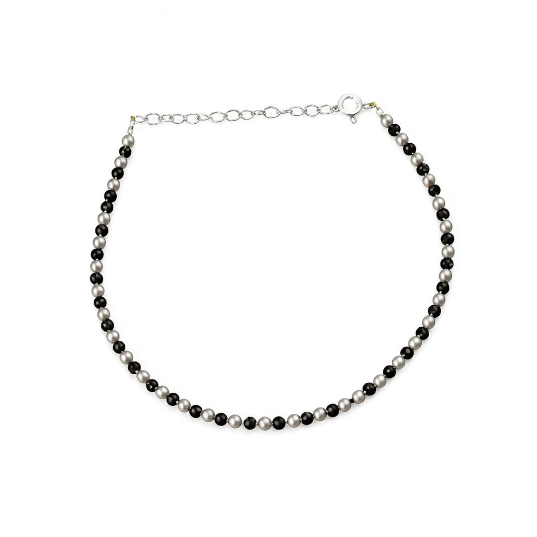 Pearls and Black Spinel Anklet