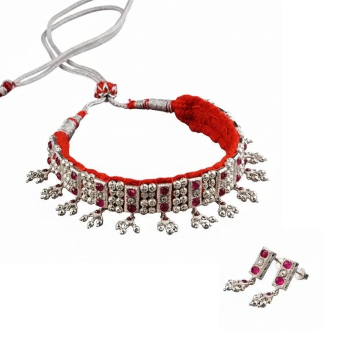 Chinchapeti | Pink stones | 92.5 silver