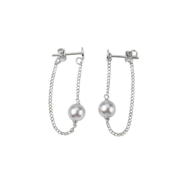 Single Pearl and Chain Earrings (Project Handmade)