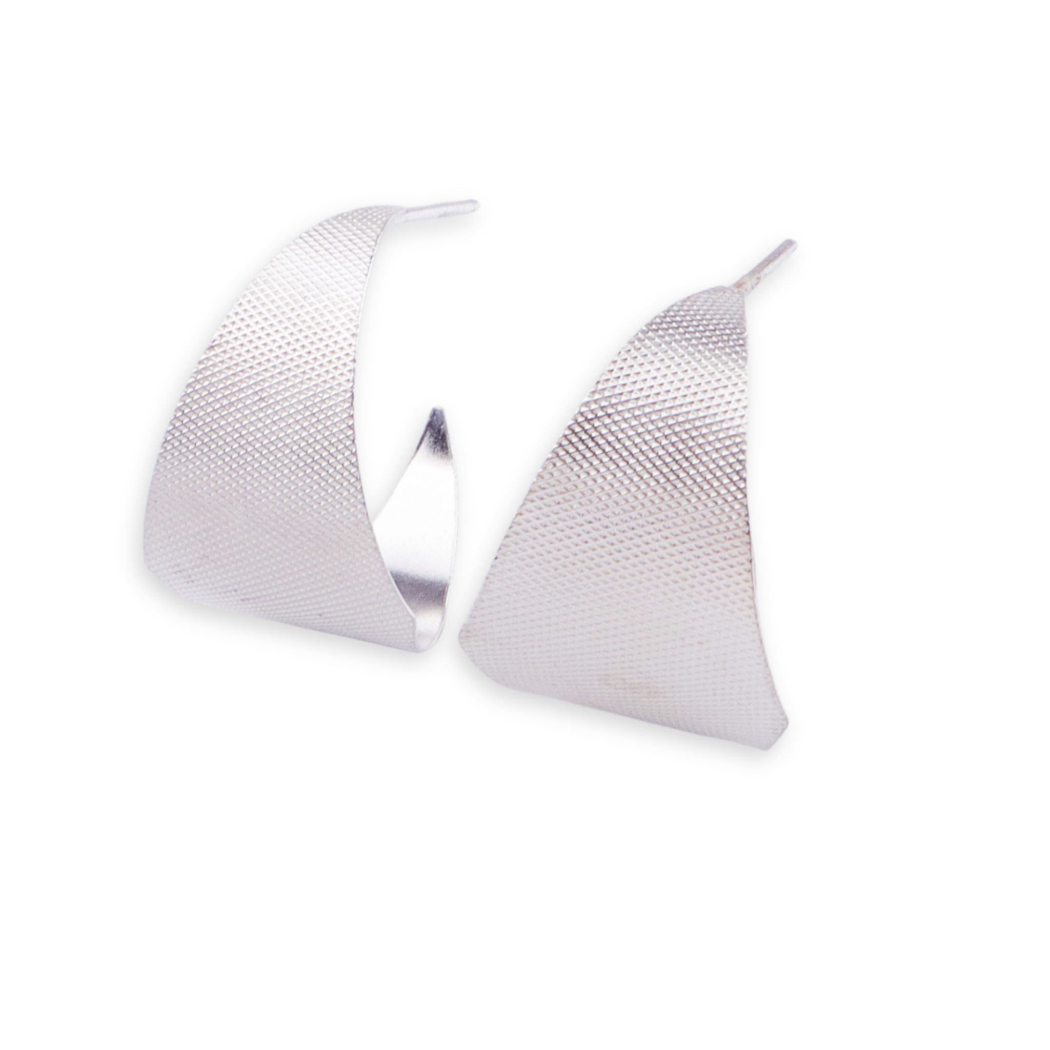 Alisha Hoops -  Fold Earrings ( Shiny Silver Finish )