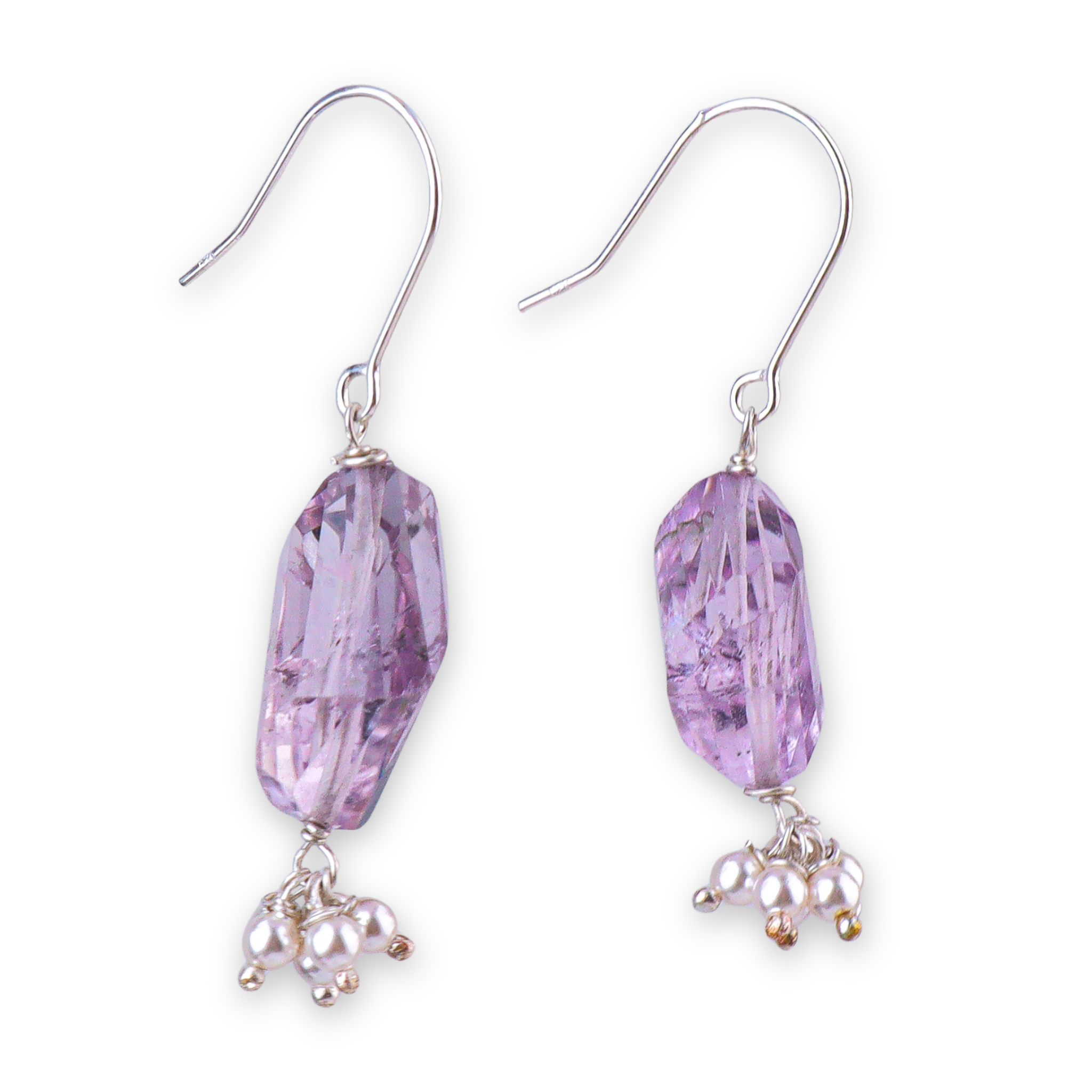 Amethyst & Pearl Silver Earrings (Project Handmade)