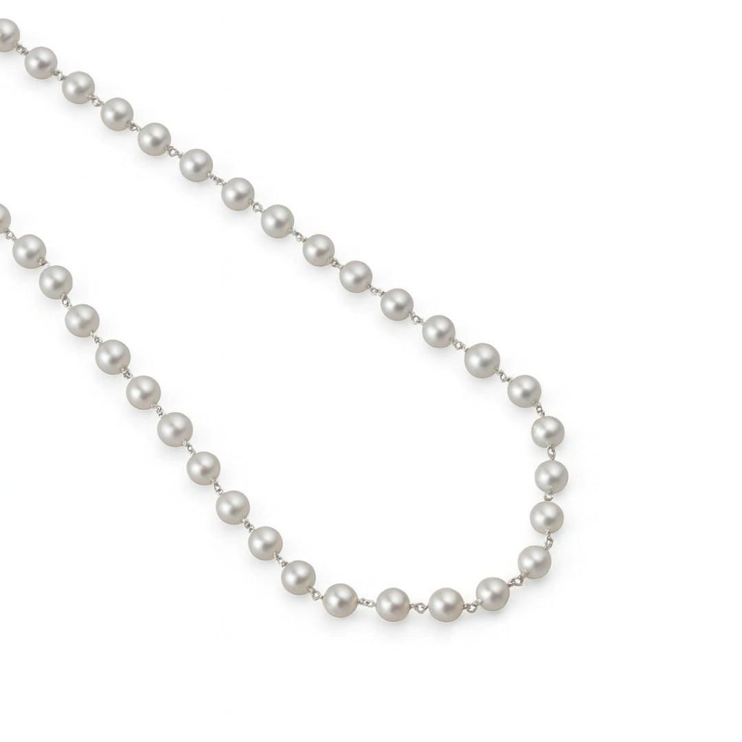 Silver Necklace with Pearls