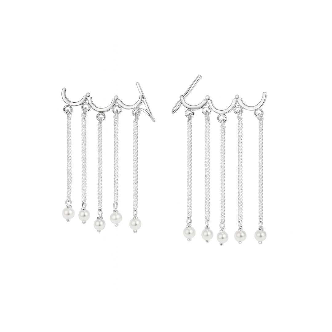 Silver Cloud Earcuff Danglers