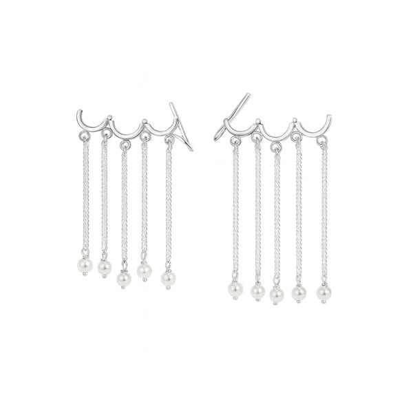 Silver Cloud Earcuff Danglers