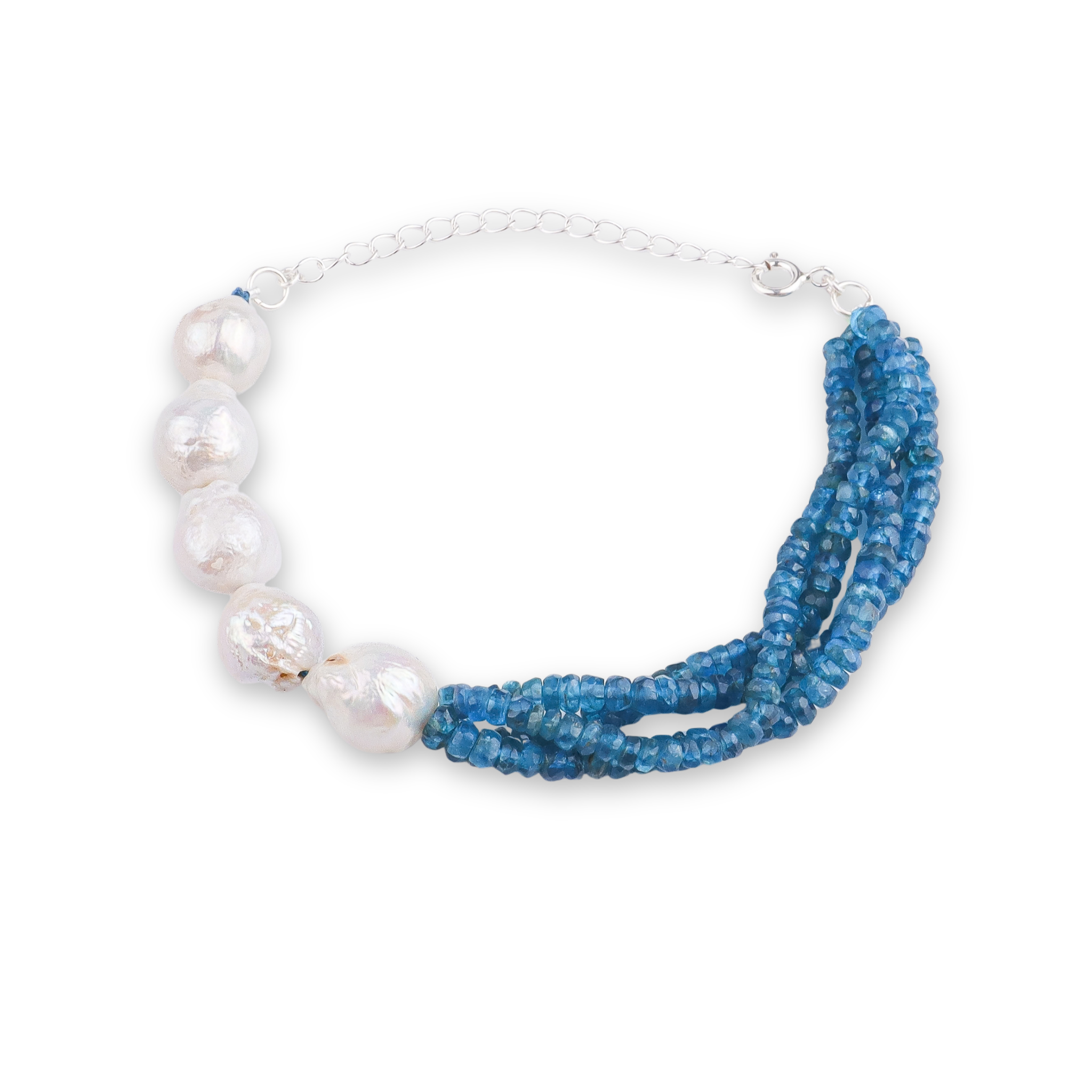 Rhodolite & Baroque Pearl Silver Bracelet (Project Handmade)