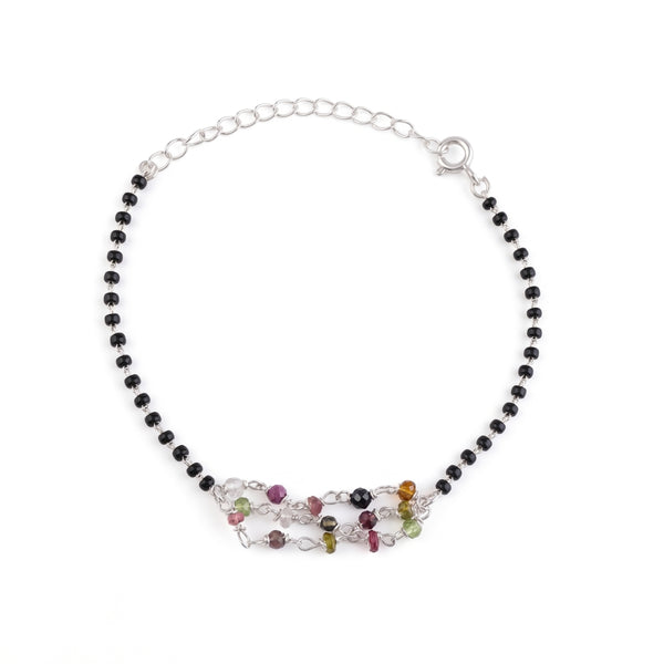 Multicolor Stone Ganthan Silver Mangalsutra Bracelet (Project Handmade)